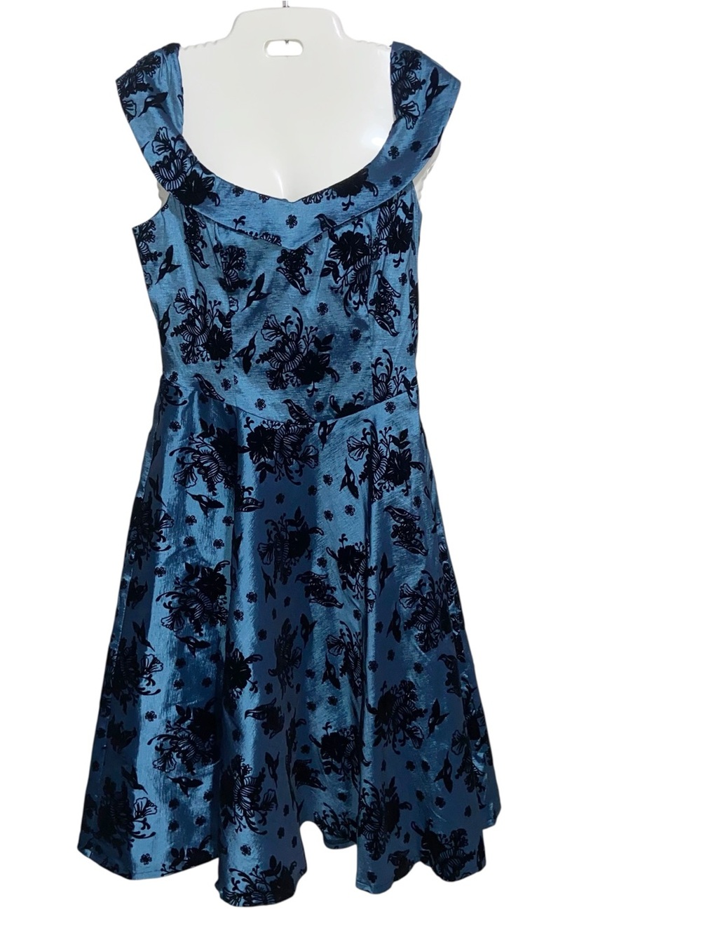 Voodoo Vixen Dress Large Flocked Floral Swing Retro 50s Rockabilly Whimsigoth